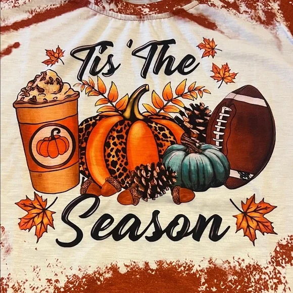 Festive Fall/Football 'Tis The Season Women's Tee - Picture 3 of 4